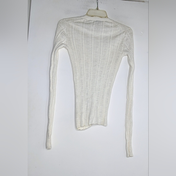 BUCK MASON Soft White Coastal Linen Rib Cardigan - Picture 8 of 10